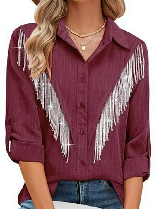 Summer Women's Unique Vertical Stripe Print Long Sleeve Shirt