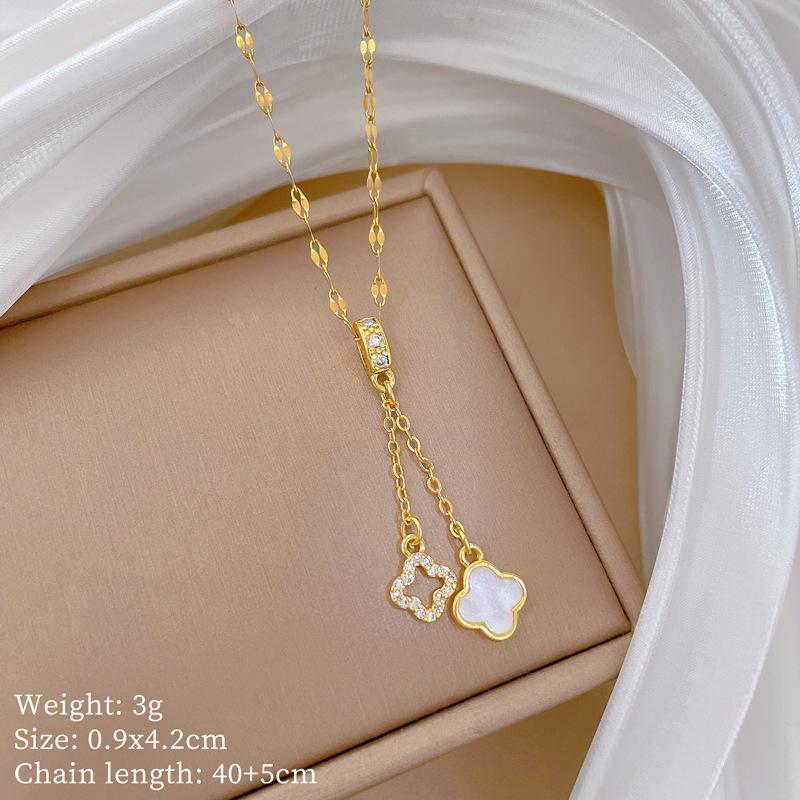 Copper Micro-Inlaid Love Fashion Light Luxury Temperament Gorgeous Full Diamond Necklace Female Versatile Collarbone Chain Titanium Steel