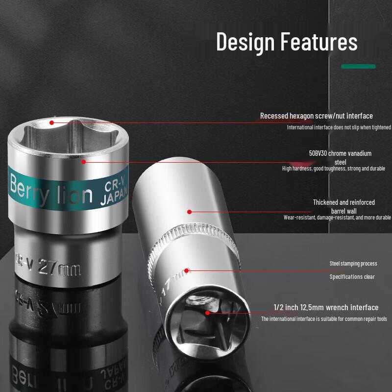 Berry Lion 1/2-inch Drive Extended Hex Socket