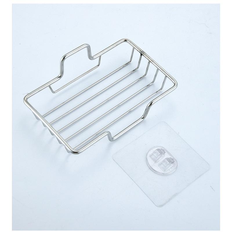 Stainless steel bathroom soap box wall mounted drilling-free kitchen sponge bathroom saving storage essential