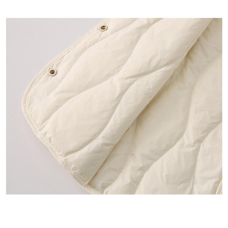 Módní zimní V-výstřih Zesílená péřová bavlněná vesta Bunda Dámská bez rukávů Jednobarevná Ležérní Jednoduchá Elegantní Tílka Volná Vesta Oblečení