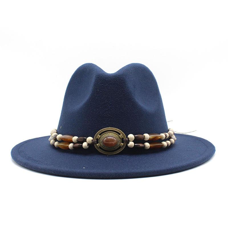 Big Eaves Wool Jazz Top Hat Women'S Casual Big Edge Felt Hat Men'S Jazz Hat 9.5Cm