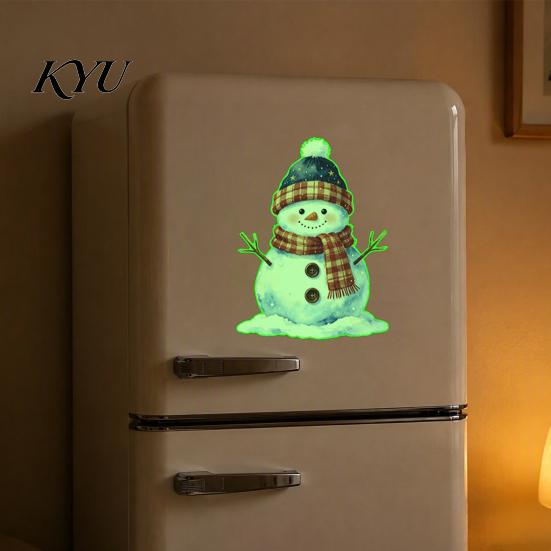 Removable Winter Wall Decorations for Home Glow in The Dark Snowman Stickers Christmas Decor, PVC Versatile Holiday Accents Living Room Decals,