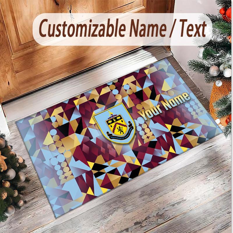 Personalized Crystal Velvet Carpet Burnley Football Pattern Non Slip Floor Rug