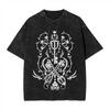 Kingdom Hearts Retro Gewaschenes T-Shirt Streetstyle Blumen Schlüsselmuster Lockerer Stil Unisex Hip Hop Reine Baumwolle Oberteile