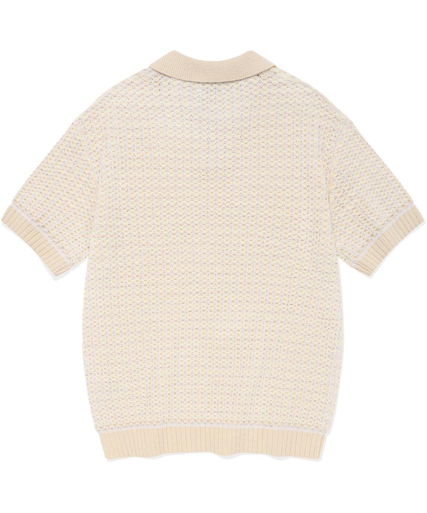 COVERNAT Multi-Texture Collar Half Knit Ivory