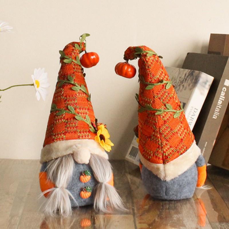 Fall Gnome Pumpkin Sunflower Swedish Nisse Tomte Elf Dwarf Plush Ornaments for Christmas Autumn Thanksgiving Decor