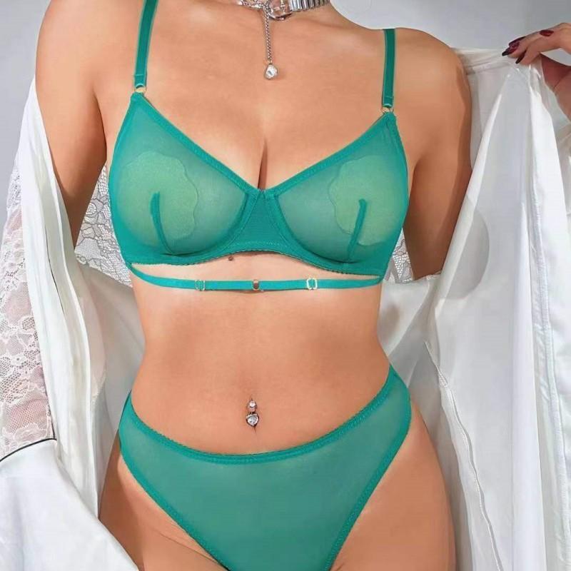 Hot-selling sexy temptation ultra-thin transparent lace underwear women's big breasts show small anti-sagging top support bra