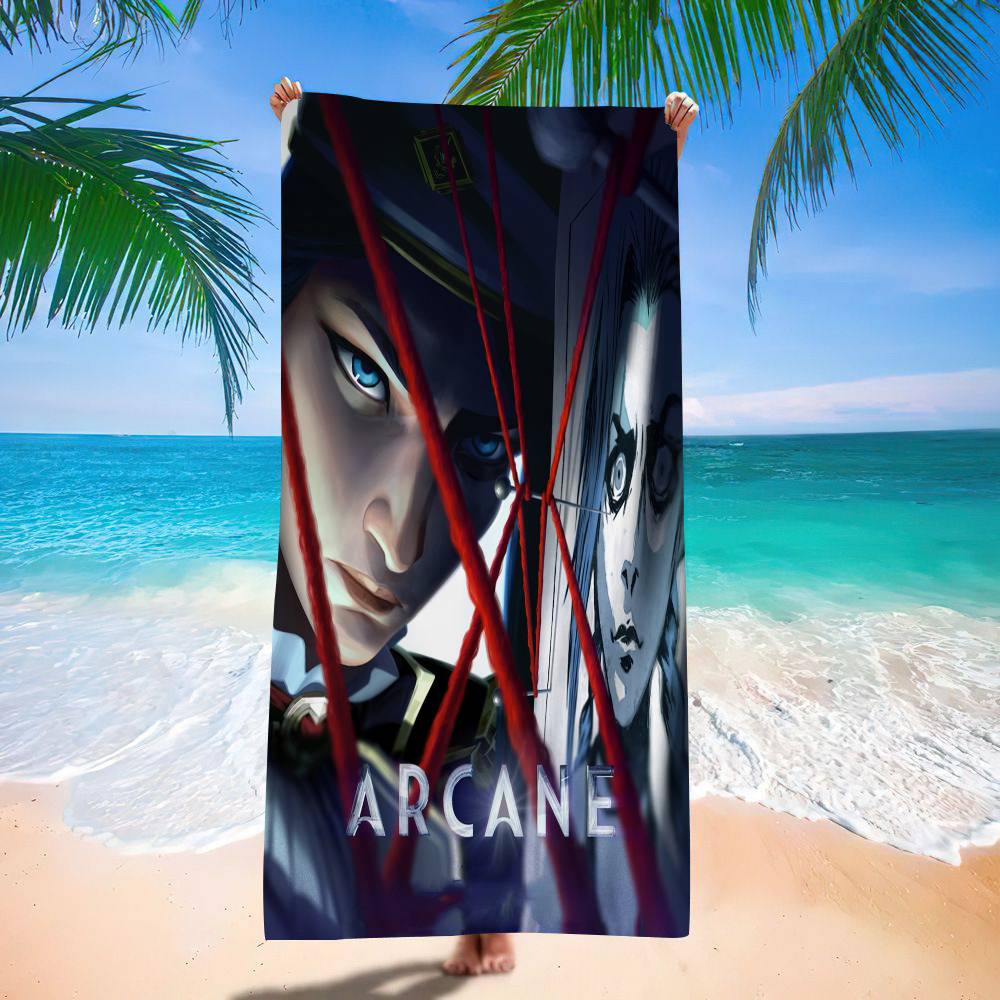A-Arcanes Seizoen 2 J-Jinxs VI Graffiti Microfiber Printed Beach Towel Mountain Climbing Yoga Beach Swimming Running Absorbent Soft