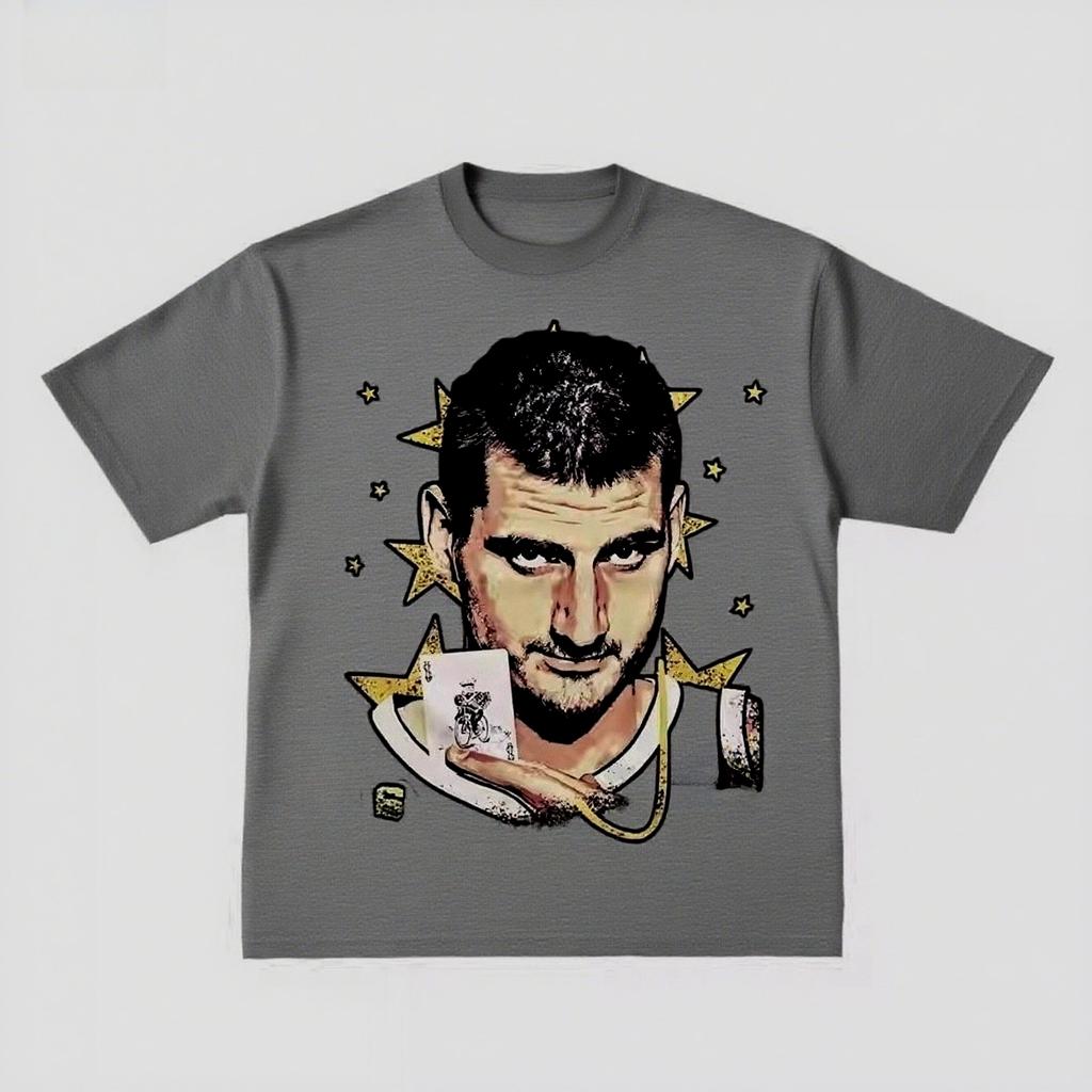 2025 Autumn and Winter Couple Pure Cotton T-shirt Sports Style Basketball Star Printing Comfortable Men's and Women's T-shirt