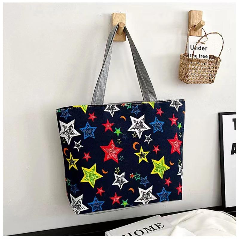 New printed bag large capacity tote bag literary flower cloth student bag shoulder portable canvas women's bag