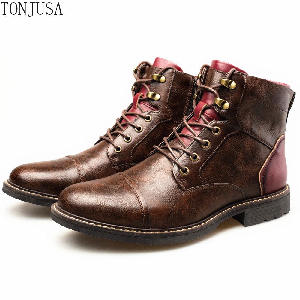 Zipper Large Men's Leather Boots Single Boots Fashionable Work Clothes Short Boots Martin Boots