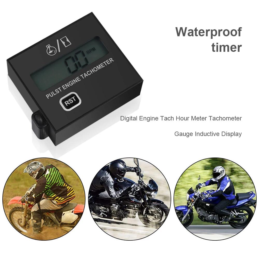 Digital Engine Tach Hour Meter Tachometer Gauge Inductive Waterproof For Chain Saw Mower 2/4 Stroke Gasoline Motorcycle Marine