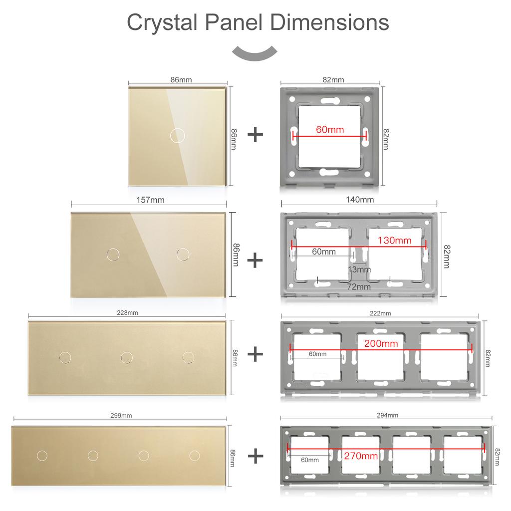 BSEED 1/2/3Gang Touch Switches 1/2/3Way Function Base Sensor Glass Panel EU Wall Sockets USB Type-c Plug DIY Free Combination