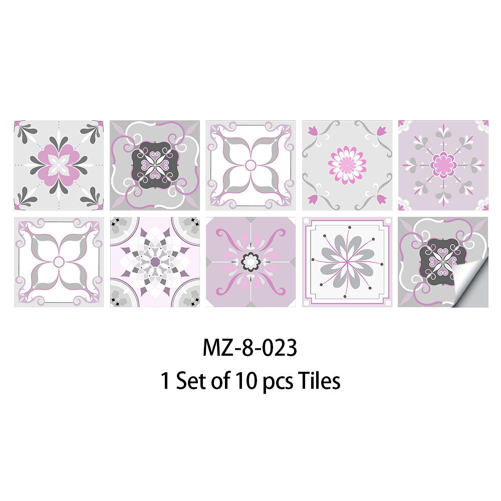 10pcs Grey and Pink Tiles Sticker Kitchen Wardrobe Bathroom Home Decor Self-adhesive Crystal Hard Film Art Wall Decals