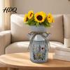 Rose Display Bucket Vintage Iron Flower Bucket Rustic White Double-Handle Metal Vase