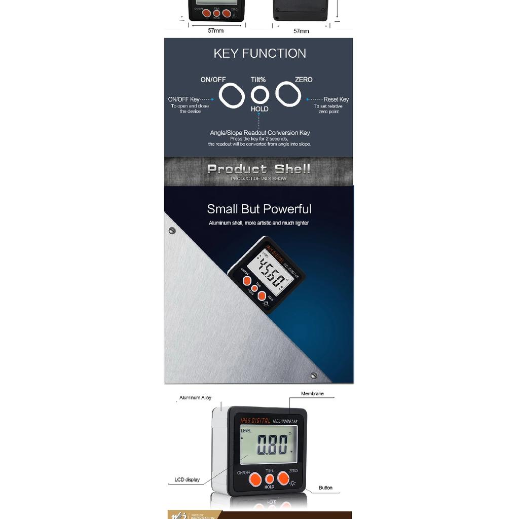 SHANHR IP65 Digital Level Protractor Inclinometer Magnetic Level Angle Meter Angle Finder Level Box Digital Angle Gauge