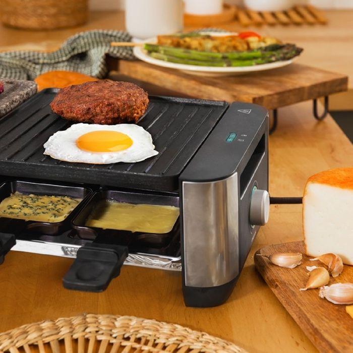 Raclette - CECOTEC - Cheese&Grill 16000 Inox - 8 Personnes - 1400 W - Thermostat Réglable
