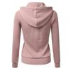 Women's Casual Solid Color Sports Hooded Zipper Jacket Sweatshirt Cardigan Top