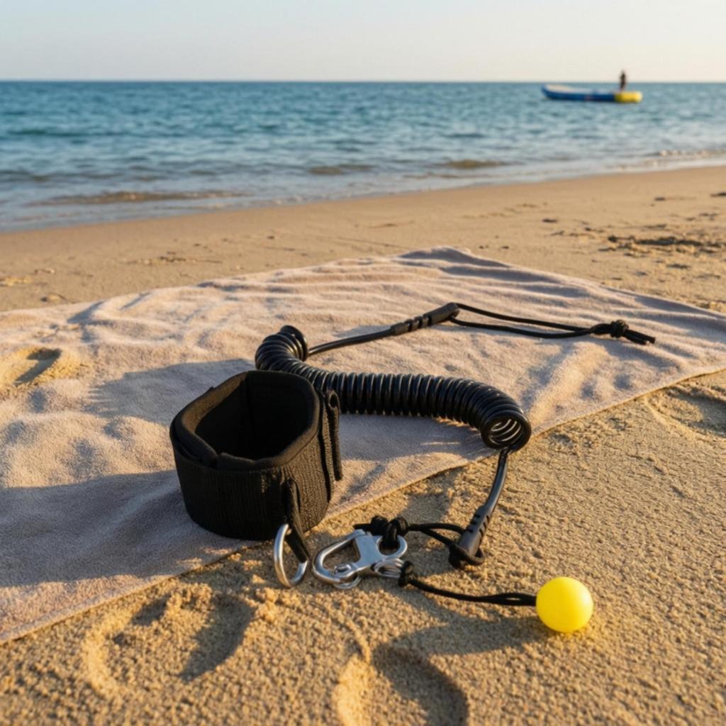 Coiled SUP Leash with Ankle Cuff Secure Leg Rope Reliable for Paddleboarders