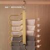 6 Tier Trouser Hangers Space Saving Foldable Holder Multi Organiser Rack Non-Slip Wardrobe Storage with Hooks for Pant Towels