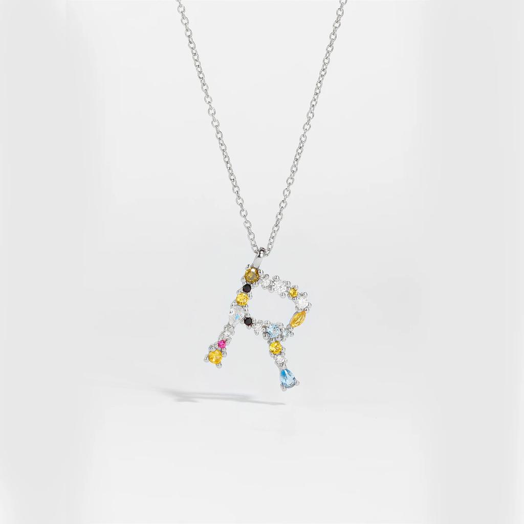 925 Sterling Silver Gold Letter M Pendant Initial F Alphabet Necklace Monogram Opals 2020 Women Accessories Jewelry