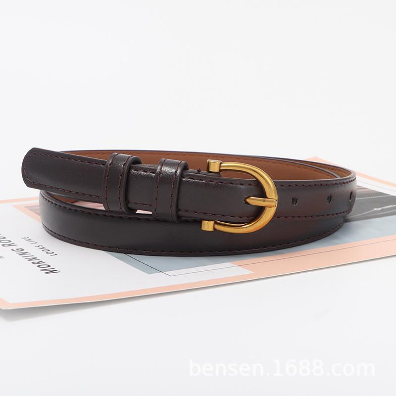Vintage Leather Belt Women Versatile Decorative Waistband Casual Strap Jeans