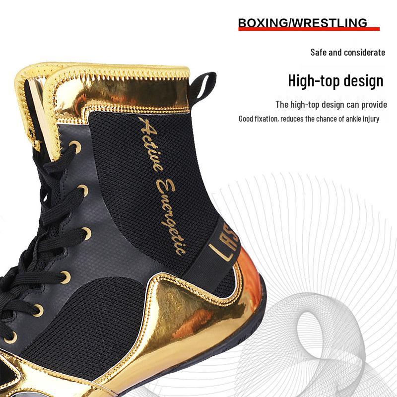 Zapatos Profesionales de Boxeo y Lucha Libre de Caña Alta - Transpirables, Antideslizantes para Hombres y Mujeres