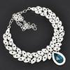 Luxus blauer Topas Edelstein Marquise Kristall Cluster Choker Halskette Vintage versilbert Statement Party Schmuck für Frauen