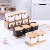 Set de recipiente pătrate din ceramică și bambus în stil japonez pentru sare și condimente