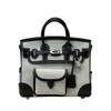 Swift Cowhide Patchwork Canvas Pocket Platinum Bag 25cm Color-blocked Handbag High-end One-shoulder Crossbody Women's Bag