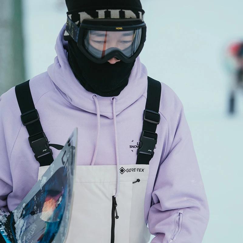 Li Ning Snow Series Logo Print Loose Hooded Sweatshirt Unisex Sweatshirt Purple AWDRF08-4