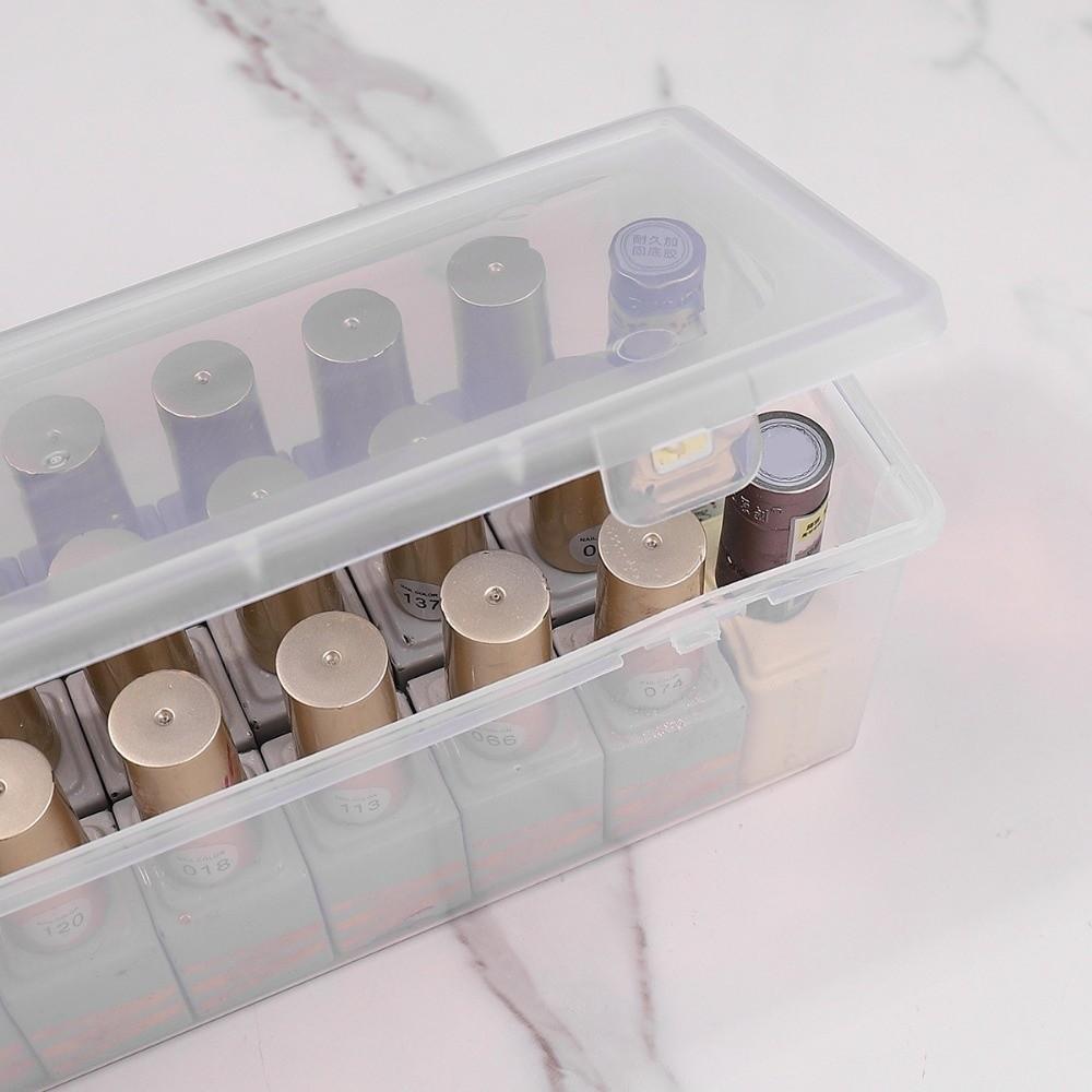Rectangle Nail Polish Storage Box Transparent Plastic Nail Polish Storage Case Large Capacity Nail Wear Storage Container