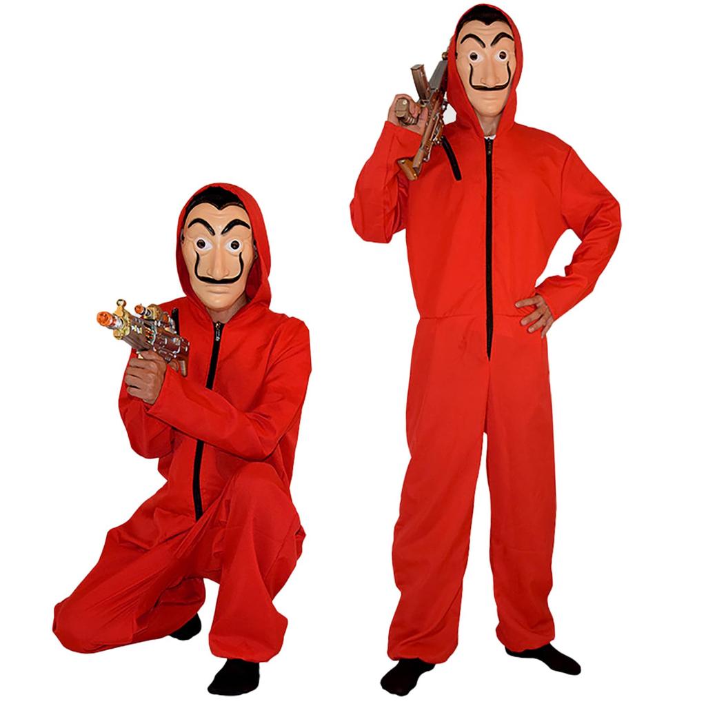 Dtekeac Paper House Cosplay Jumpsuit with Halloween Height Unisex for Adults and Event Stage Performance School Cultural Christmas Costume Mask,