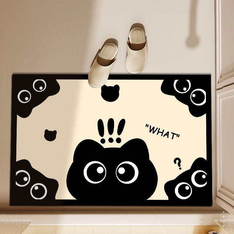 Charming Cartoon Cat Diatom Mud Absorbent Non-slip Bathroom Mat 40x60cm New Diatom Mud