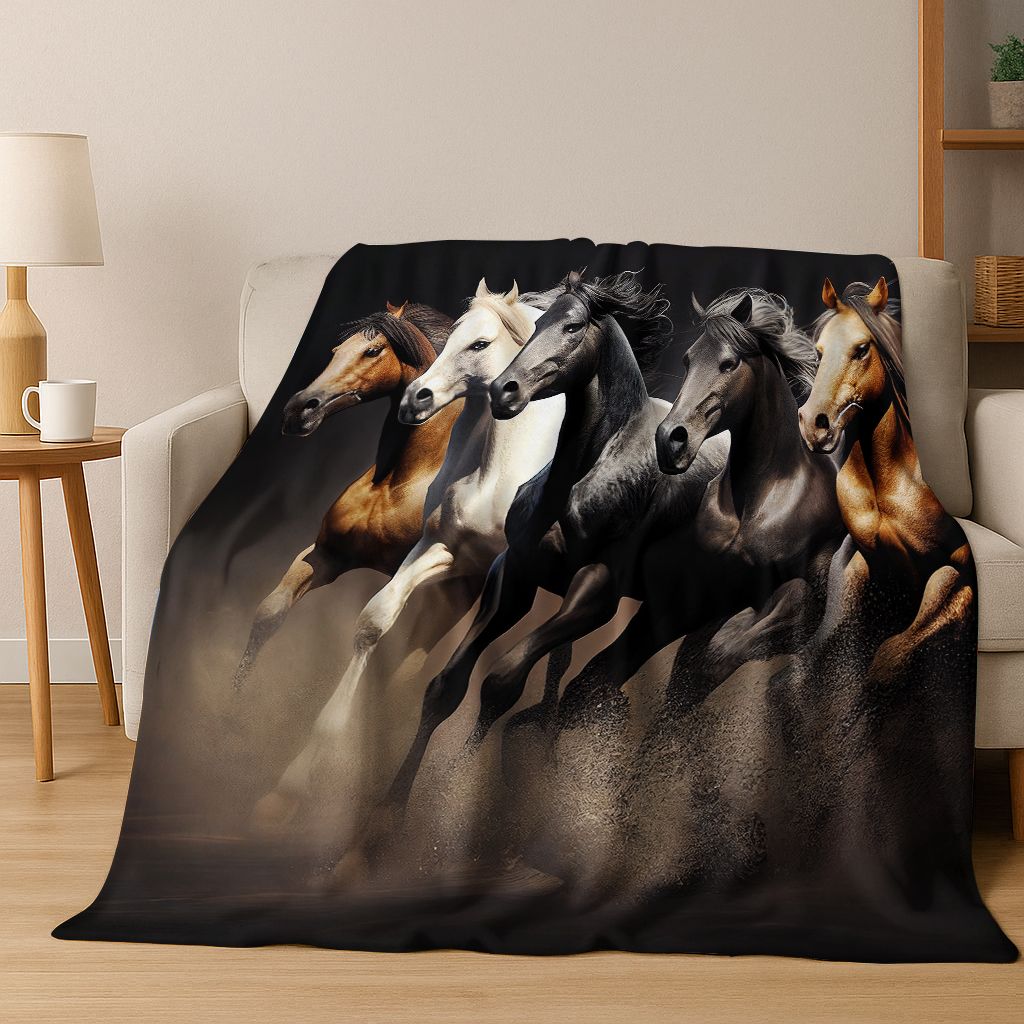 

Dream Gallop Steed Horse Mustang Cartoon Art Flannel Blanket,Cozy Soft Throw Blanket for Home Bedroom Bed Sofa Cover Gift Kids 75x90cm