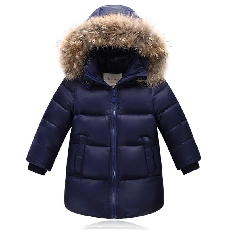 Nature Fur Winter Down Jacket for Boys Coats Girl Clothes Children's Clothing Thicken Outerwear Parka