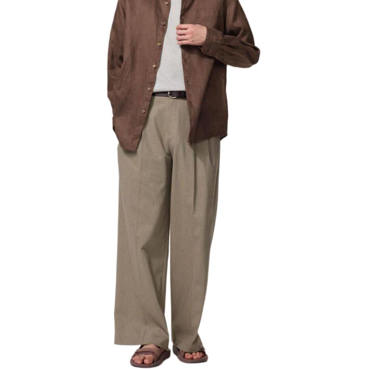 Uniqlo SS26 Wide Leg Plaid Commuter Casual Pants Unisex Pants 489415-37