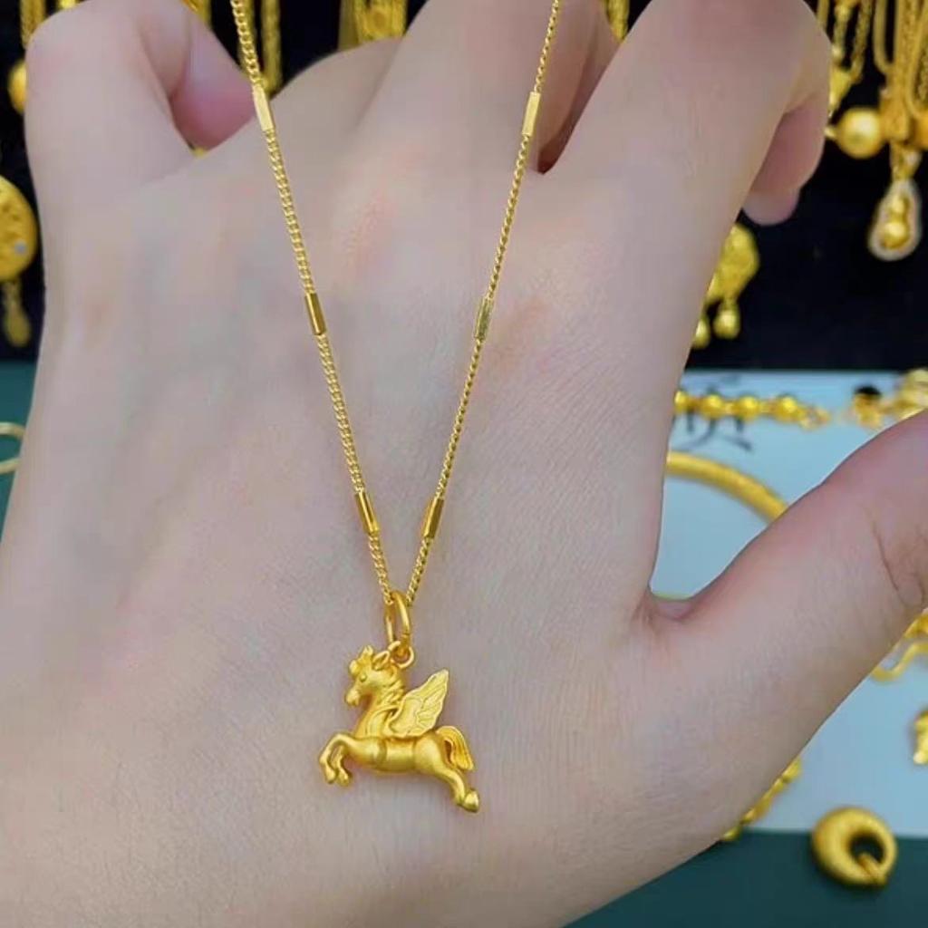 Little Pegasus Solid Pendant Women's 24K Gold AU999 - Pure gold pegasus pendant, vitality boost, ideal friend gift