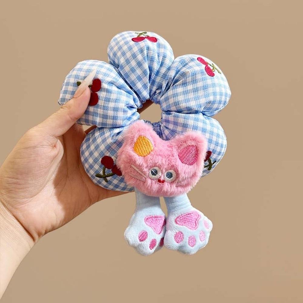 Cloth Cotton Filled Scrunchies Cute Plaid Flower Hair Ring Cute Bun Rubber Bands  Women