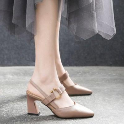 Nuevo Estilo de Zapatos y Sandalias Casuales para Mujer con Tacones Cuadrados Tacones Gruesos y Tacones Altos