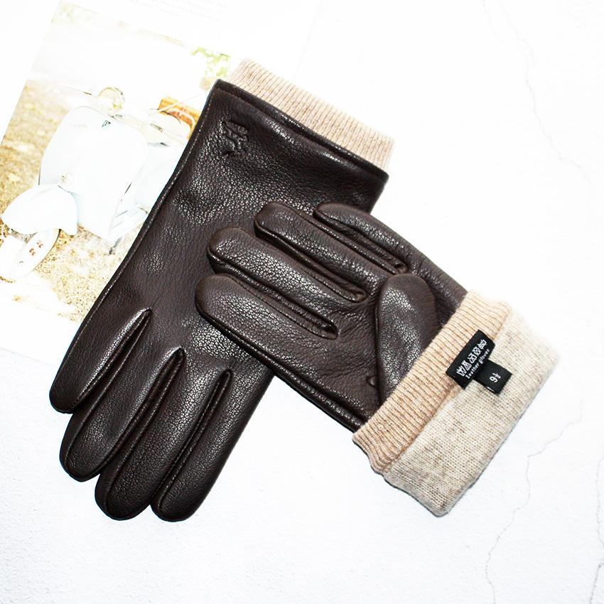 New Driving Leather Fashionable Deer Skin Gloves Men Winter Warmth Drivers Outdoor Cold Resistant Motorcycle Riding Gloves