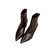 Pointed Wedge Heel Short Boots Women's Autumn and Winter Zipper Skinny Boots High Heel Martin Boots