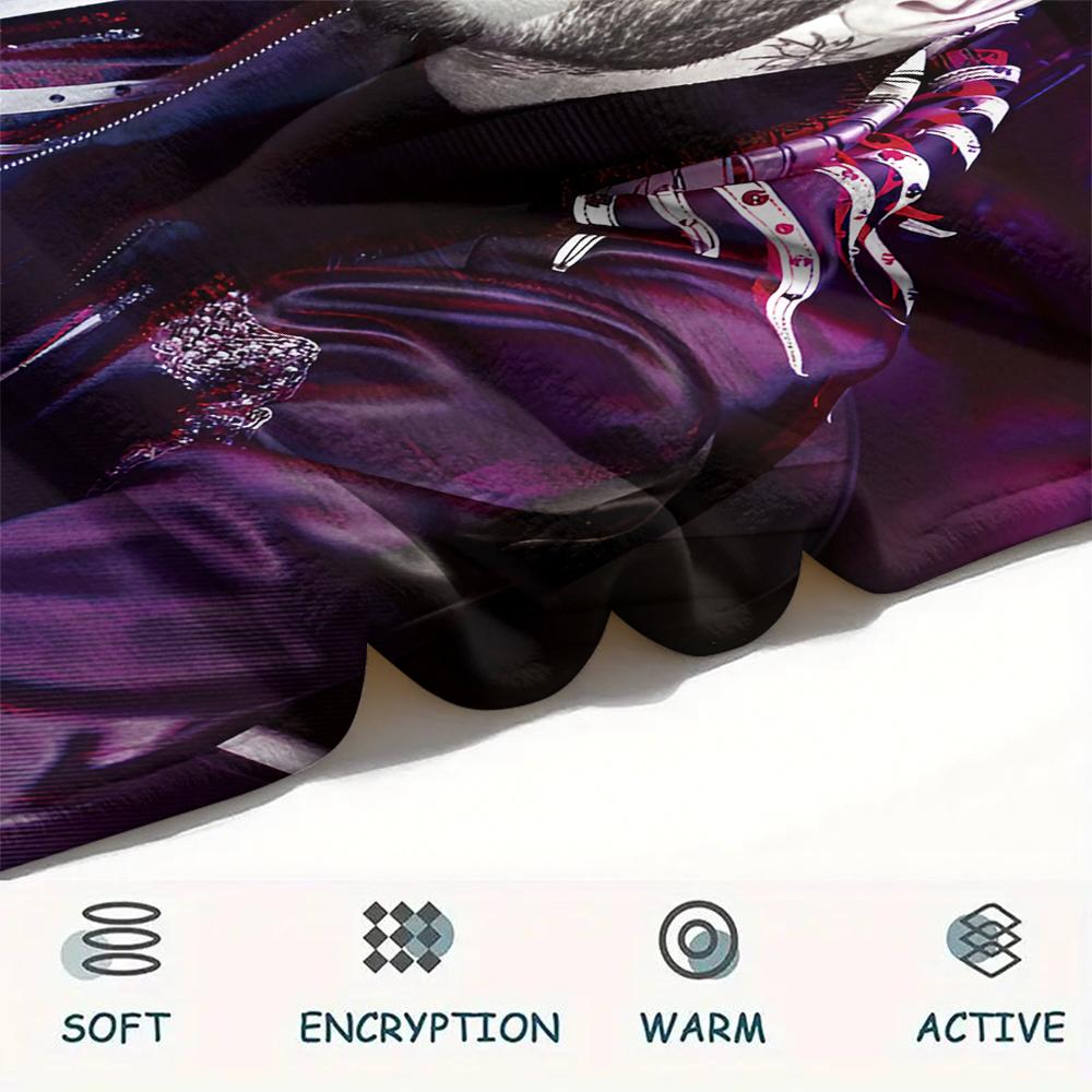 1PC M Pokora Print Flannel Blanket, High quality All Seasons, Home Decor, Warmth and Comfort, Perfect for Christmas Gifts