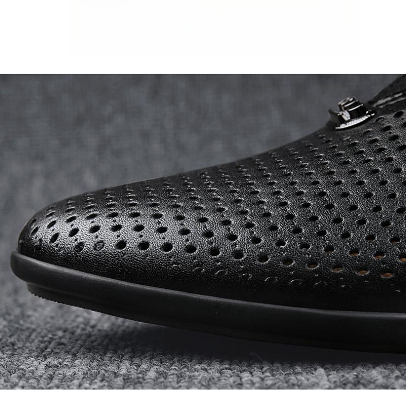 Men's Leather Slippers Hollow Sandals Casual Shoes