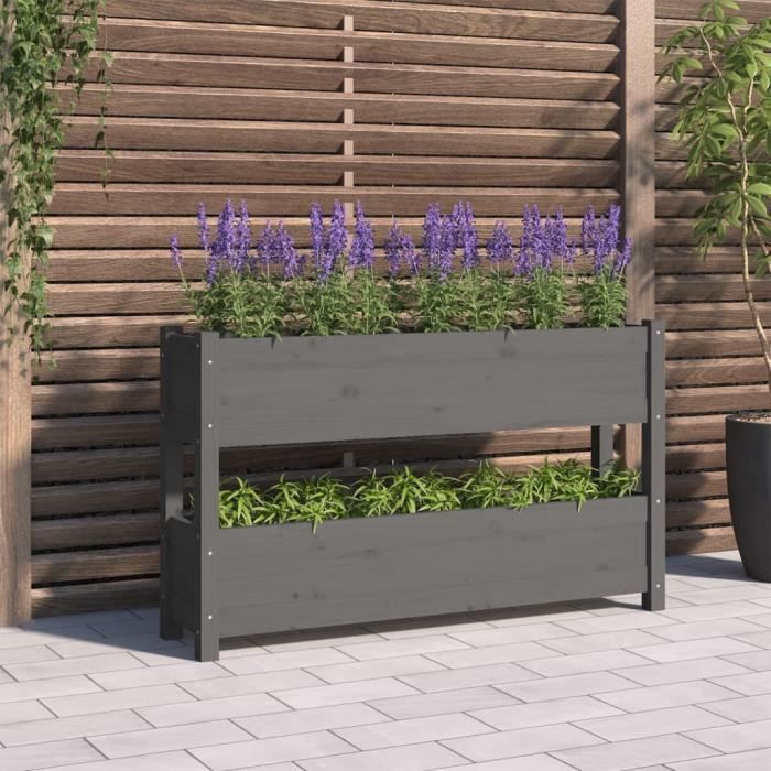 VidaXL Planter Grey 112x25x66 Cm Solid Pine Wood 823929