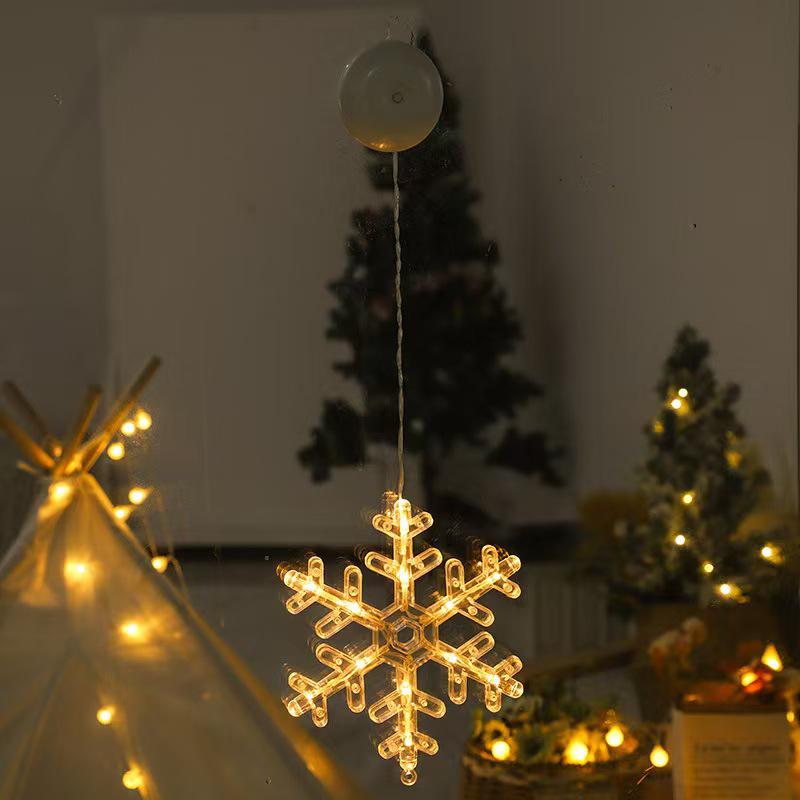 Cross-border Hot-Selling Christmas Suction Cup Lights: Stars, Bells, Snowflakes, Deer, Tree, Snowman, Santa Claus Festival Decors 0.5W
