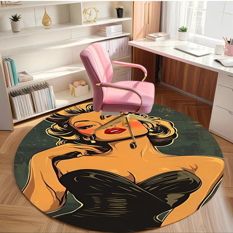 Marilyn Monroe Print Rond Tapijt, Wasbaar Vloerkleed, Voor Entree Slaapzaal Wasruimte Kantoor Studeerkamer, Woondecoratie Verjaardag Kerstcadeau
