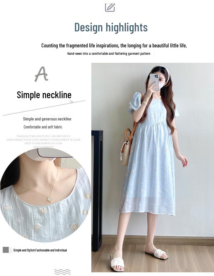 2026 Summer New Arrival: Loose Plus Size Maternity Dress with Daisy Design for a Youthful Look