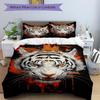 3PCs White Tiger Print Design Cover Set, Breathable Fabric, Machine Washable (1 Duvet Cover + 2 Pillowcases) (Without Quilt) yy250911080